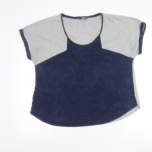 Marks and Spencer Women’s Grey Blue Colourblock T-Shirt Size 18