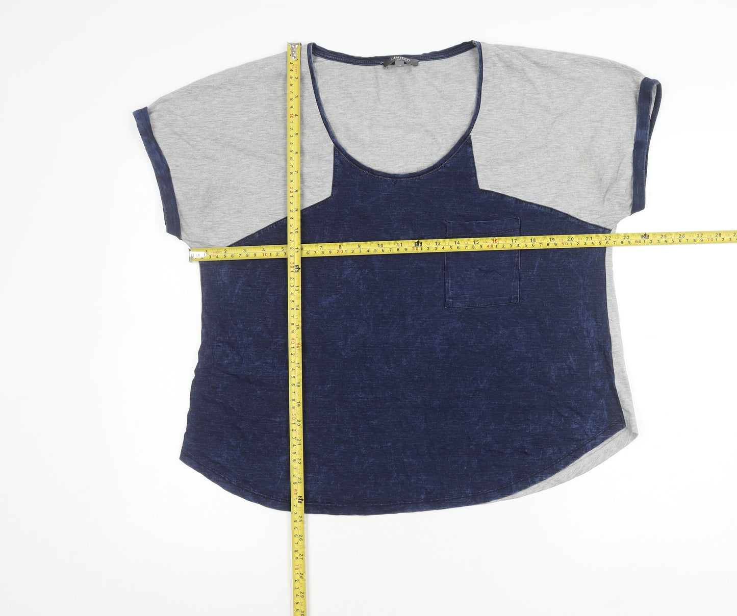 Marks and Spencer Women’s Grey Blue Colourblock T-Shirt Size 18