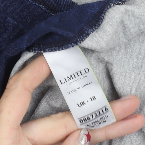 Marks and Spencer Women’s Grey Blue Colourblock T-Shirt Size 18