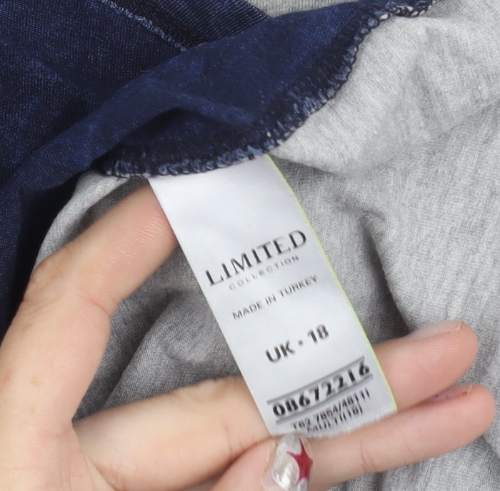 Marks and Spencer Women’s Grey Blue Colourblock T-Shirt Size 18