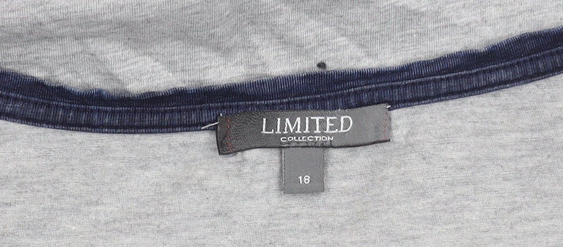 Marks and Spencer Women’s Grey Blue Colourblock T-Shirt Size 18