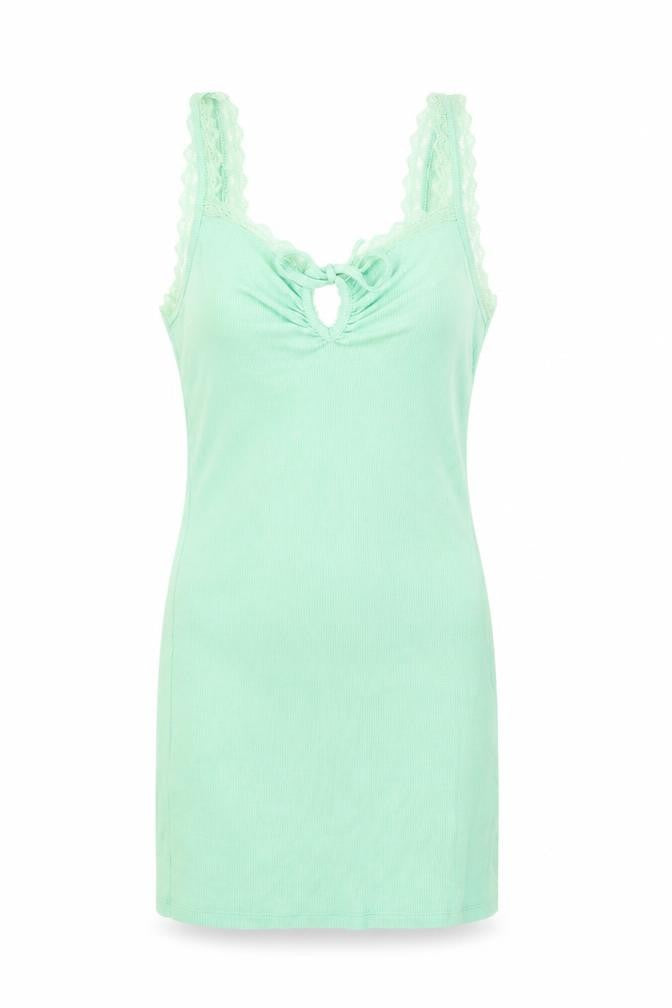 Urban Outfitters Women’s Green Lace Trim XS Slip Mini Dress