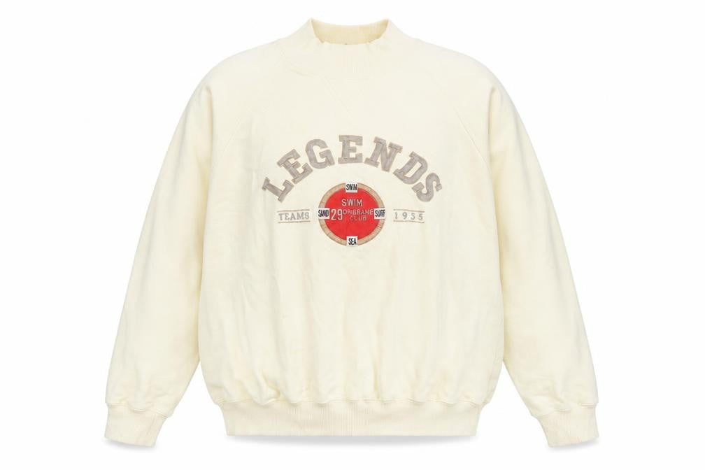 Front view of Coconut Club Classics unisex ivory pullover sweatshirt l embroidered logo