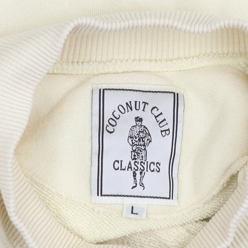 Coconut Club Classics Unisex Ivory Pullover Sweatshirt L Embroidered Logo