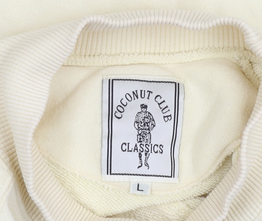 Coconut Club Classics Unisex Ivory Pullover Sweatshirt L Embroidered Logo