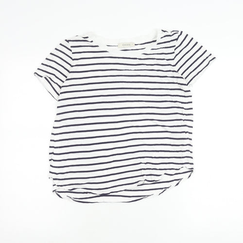 Oasis Women’s White Stripe T-Shirt Size S Short Sleeve Viscose