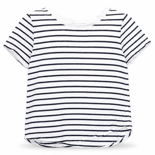 Oasis Women’s White Stripe T-Shirt Size S Short Sleeve Viscose