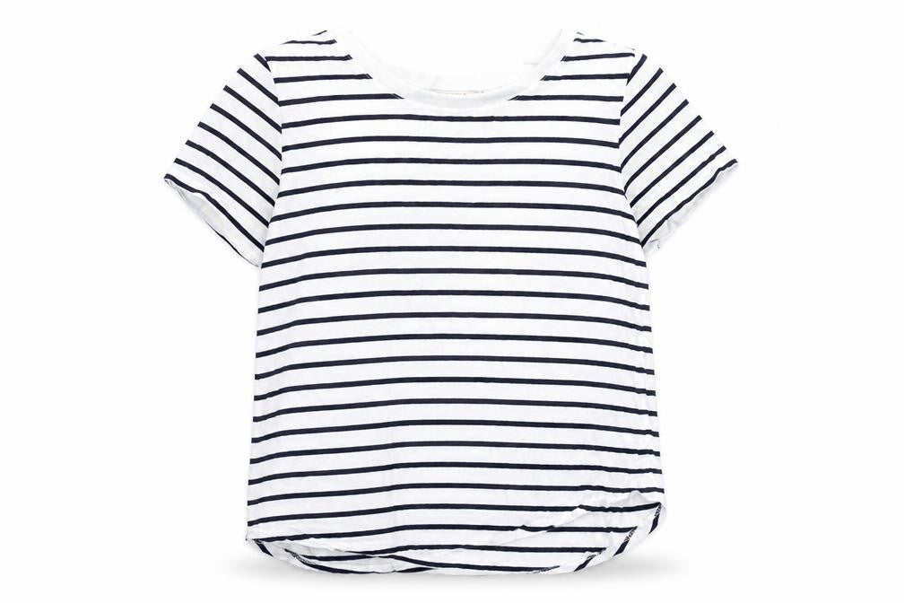 Oasis Women’s White Stripe T-Shirt Size S Short Sleeve Viscose