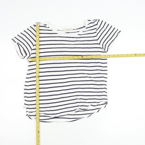 Oasis Women’s White Stripe T-Shirt Size S Short Sleeve Viscose