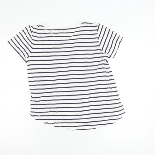 Oasis Women’s White Stripe T-Shirt Size S Short Sleeve Viscose