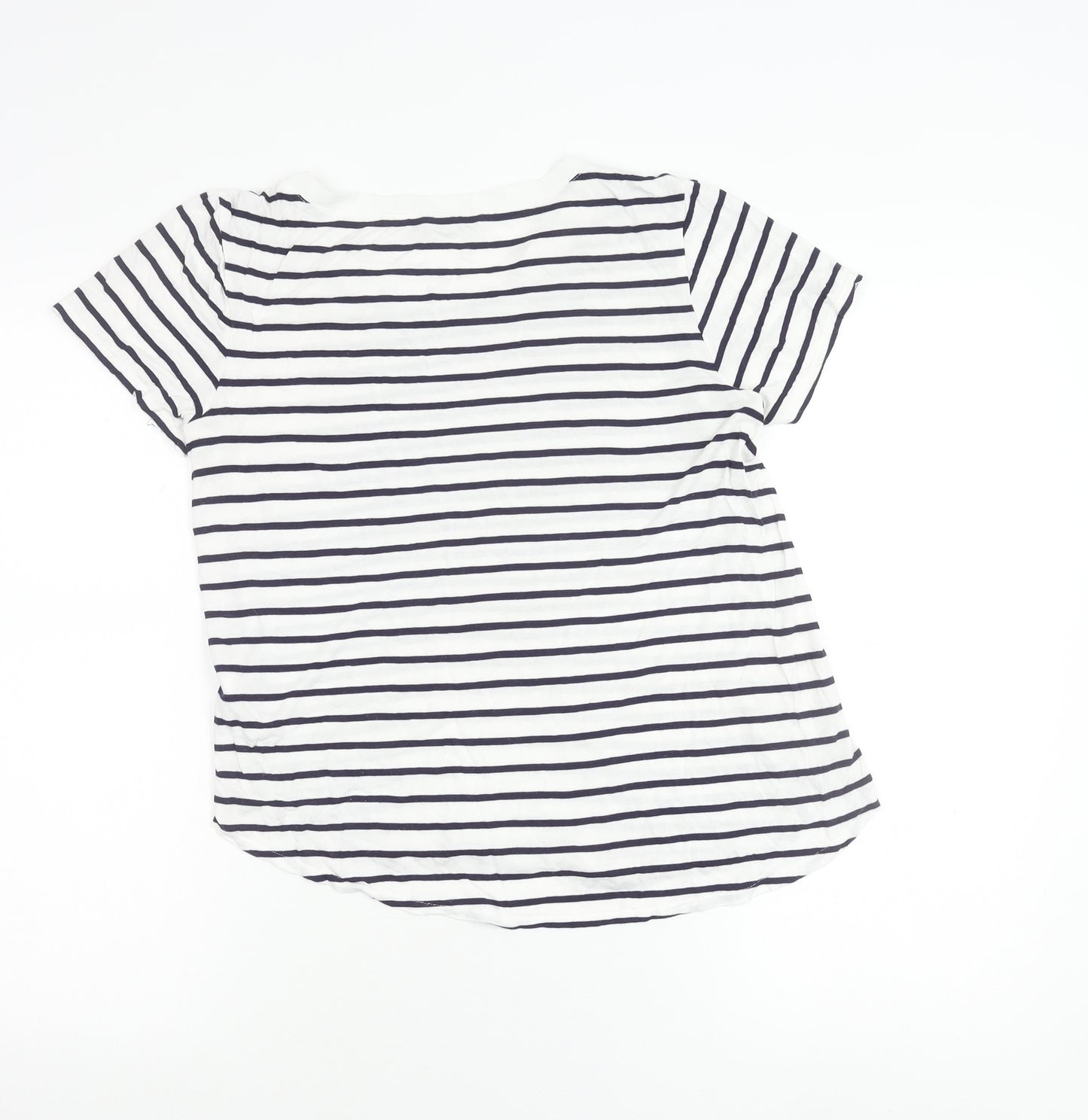Oasis Women’s White Stripe T-Shirt Size S Short Sleeve Viscose