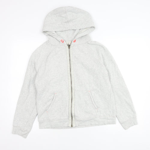 White Stuff Women Grey Cotton Zip Up Hooded Jacket Size 12
