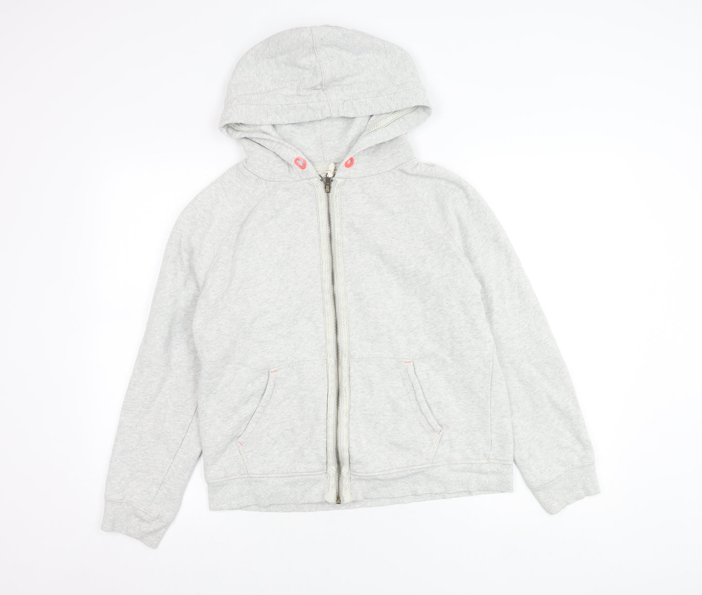 White Stuff Women Grey Cotton Zip Up Hooded Jacket Size 12