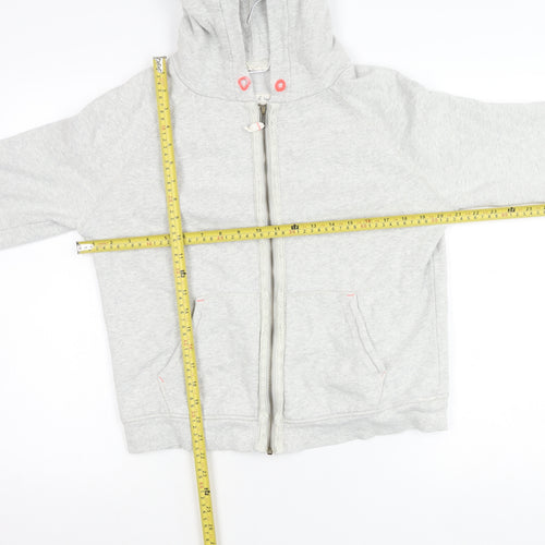 White Stuff Women Grey Cotton Zip Up Hooded Jacket Size 12