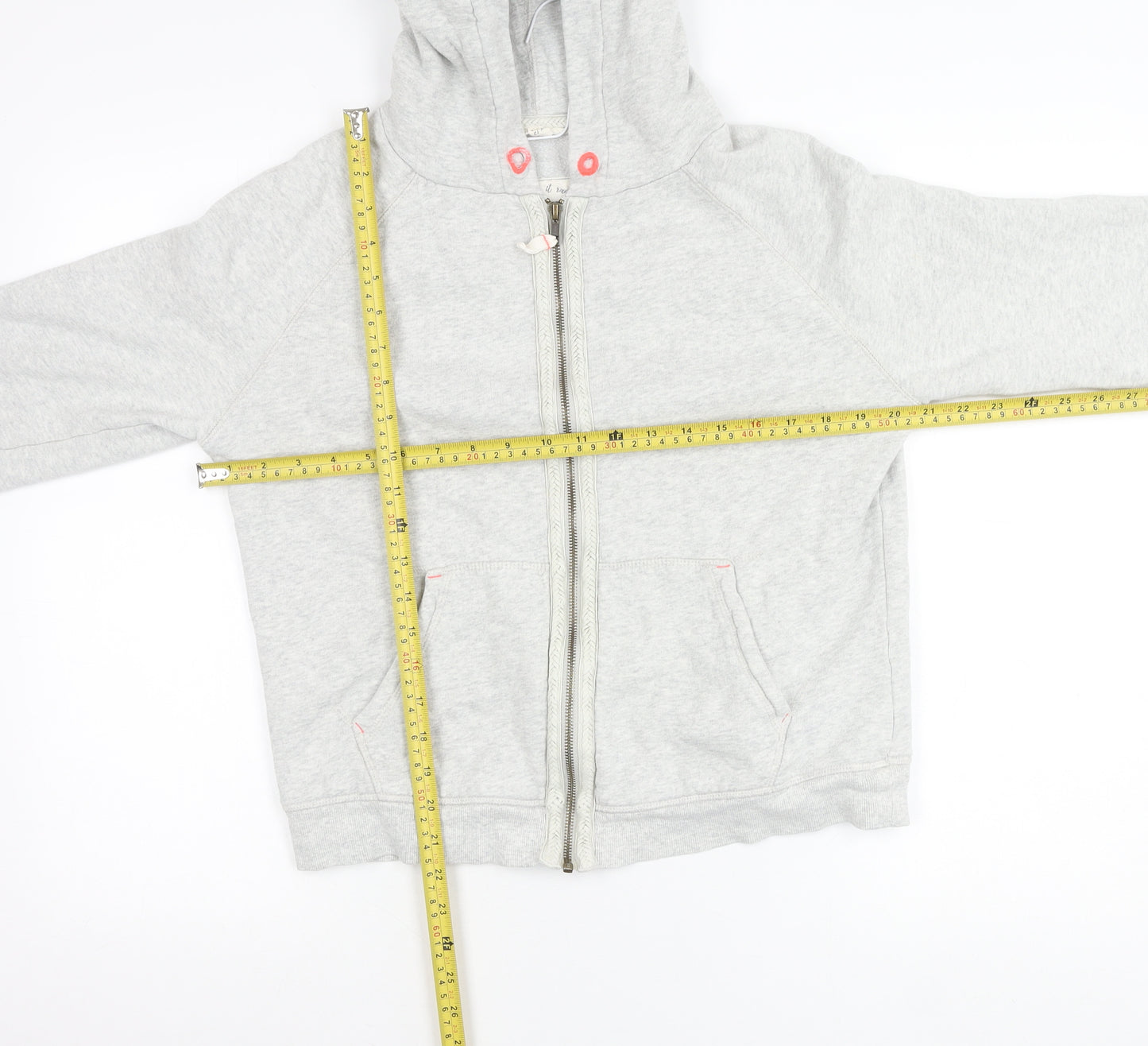 White Stuff Women Grey Cotton Zip Up Hooded Jacket Size 12