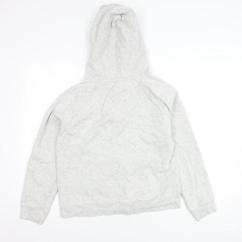 White Stuff Women Grey Cotton Zip Up Hooded Jacket Size 12