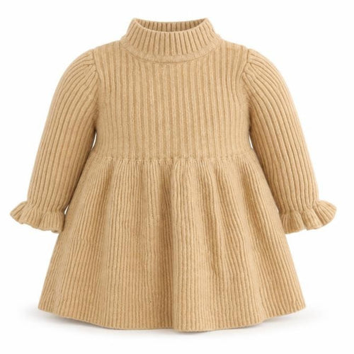 Baby GAP Girls Beige Knit A-Line Dress 3-6 Months Long Sleeve Winter