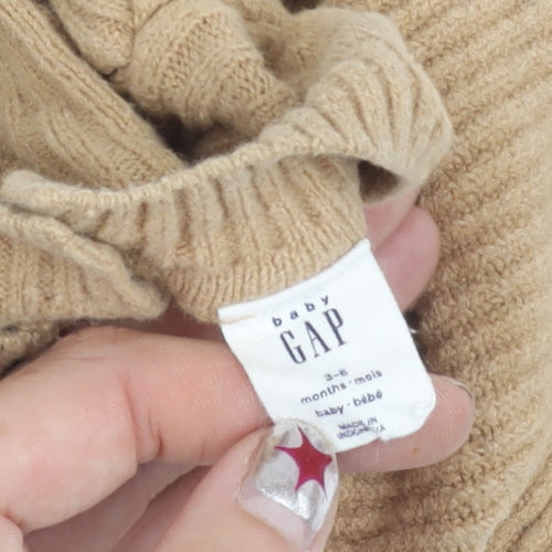 Baby GAP Girls Beige Knit A-Line Dress 3-6 Months Long Sleeve Winter