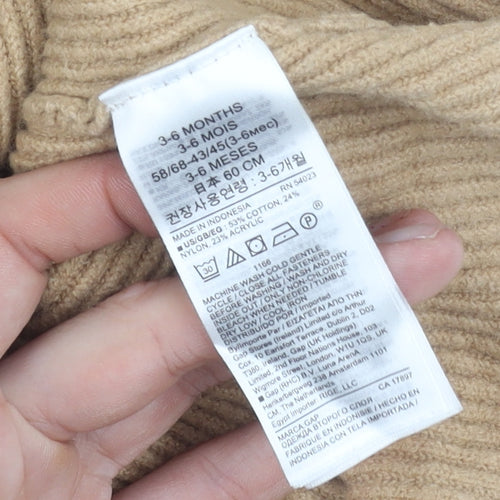 Baby GAP Girls Beige Knit A-Line Dress 3-6 Months Long Sleeve Winter