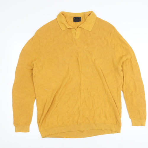 ASOS Men’s Yellow Collared Cotton Pullover Jumper Size S