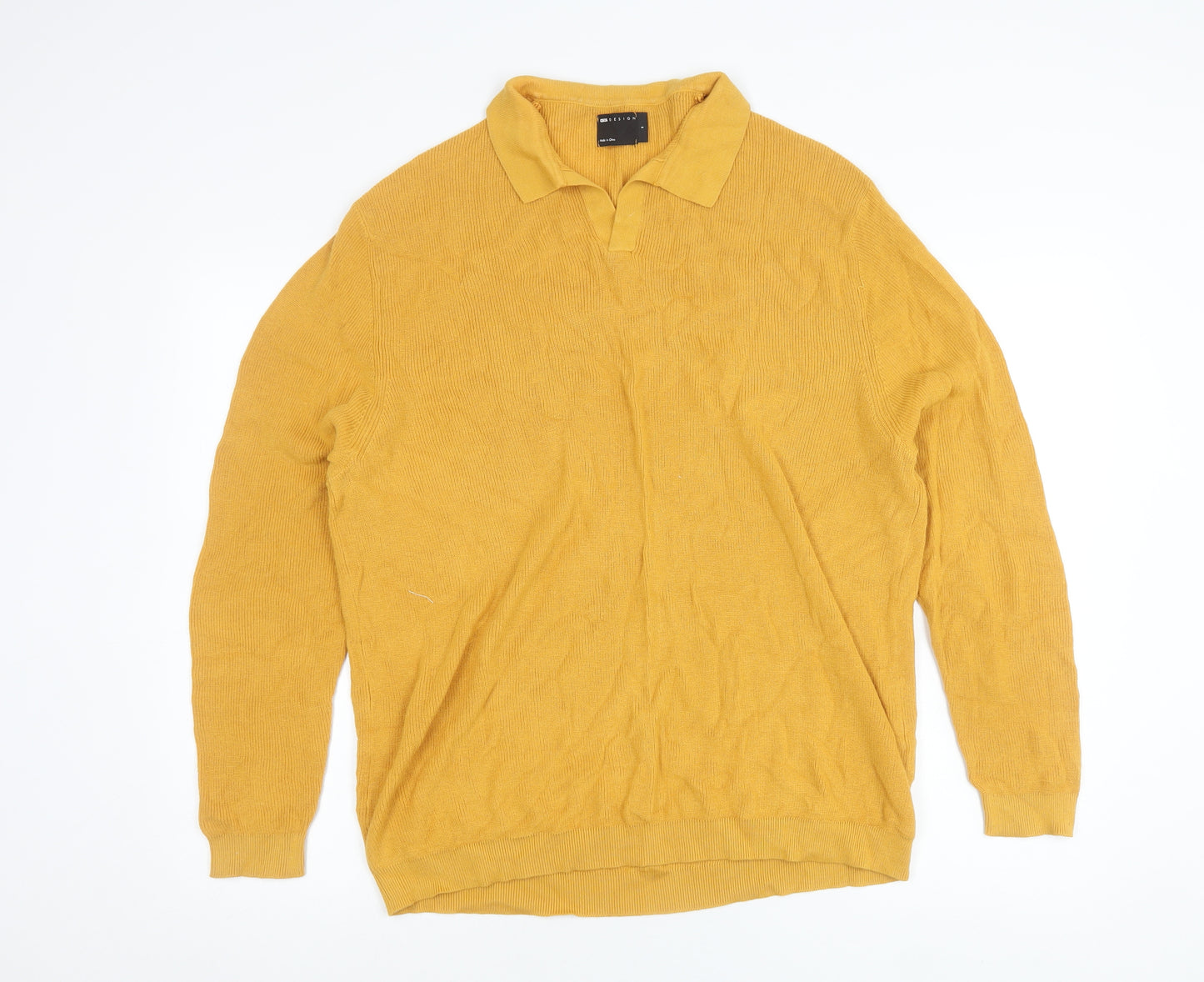 ASOS Men’s Yellow Collared Cotton Pullover Jumper Size S