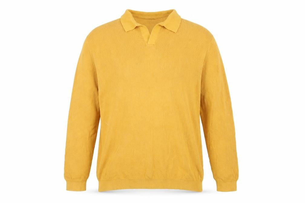 Front view of ASOS Men’s Yellow Collared Cotton jumper, size S