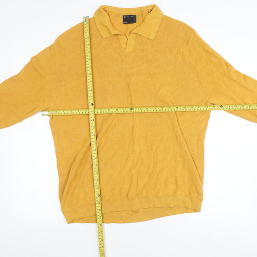 ASOS Men’s Yellow Collared Cotton Pullover Jumper Size S