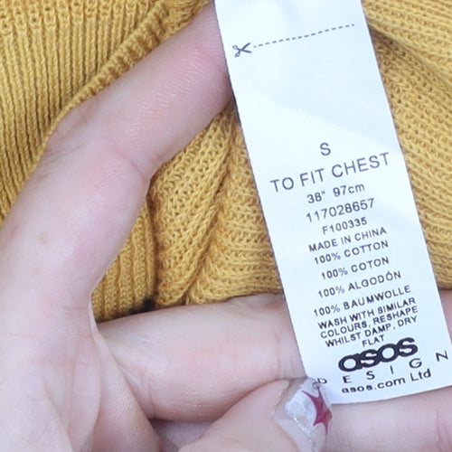 ASOS Men’s Yellow Collared Cotton Pullover Jumper Size S
