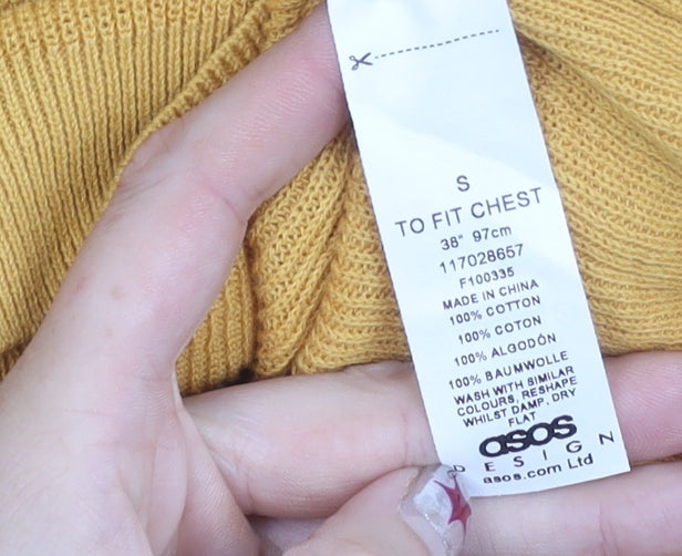 ASOS Men’s Yellow Collared Cotton Pullover Jumper Size S