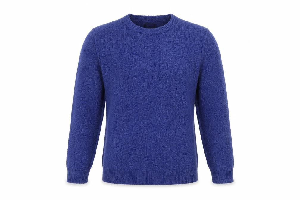 Front view of River Island Men’s Blue Knit jumper, size S, Crew Neck