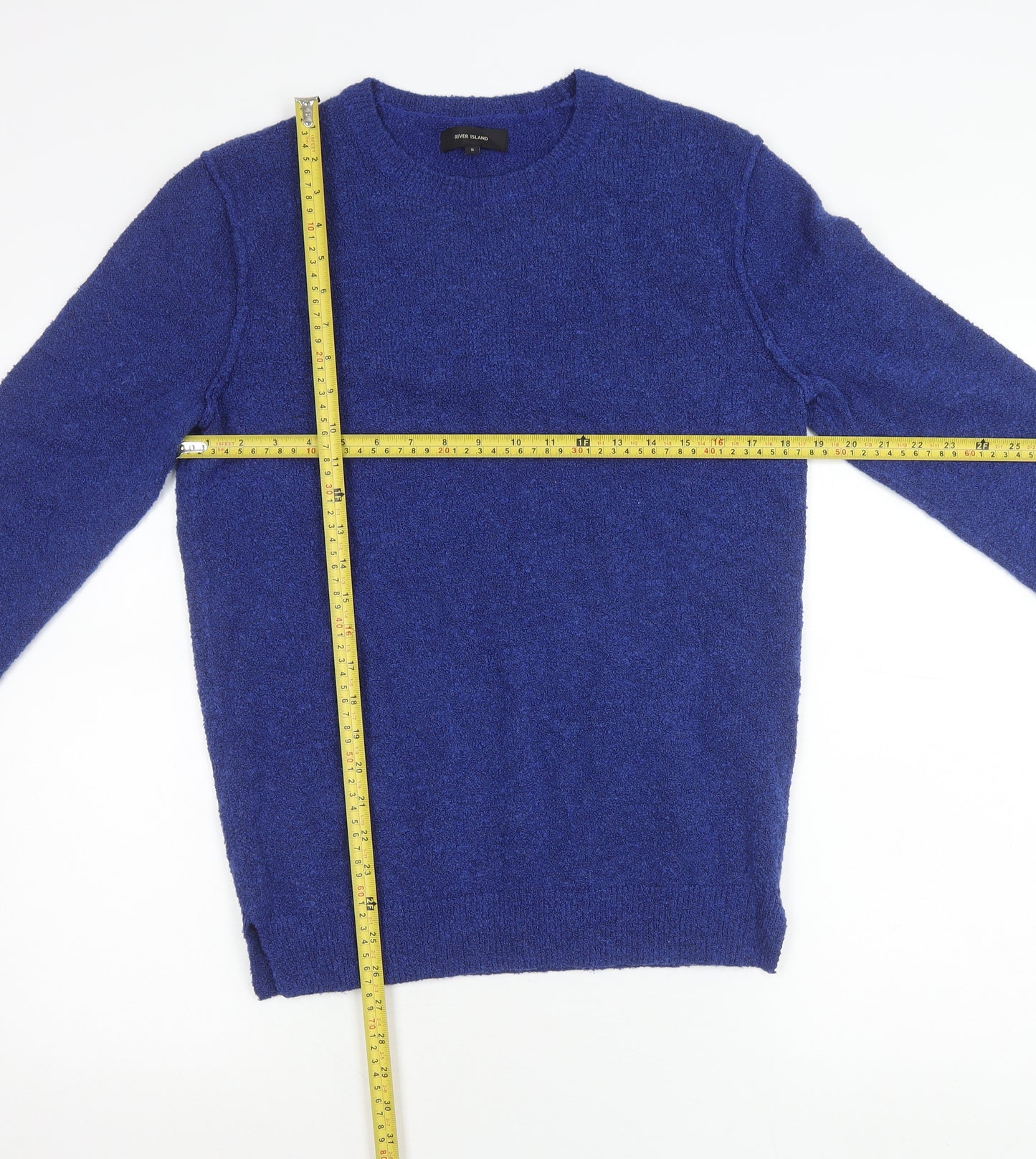 River Island Men’s Blue Knit Pullover Jumper Size S Crew Neck