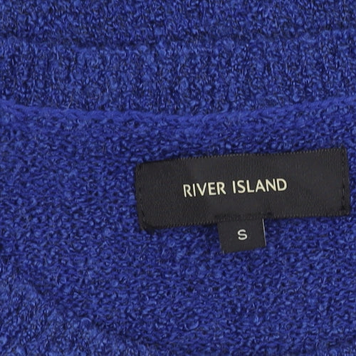 River Island Men’s Blue Knit Pullover Jumper Size S Crew Neck