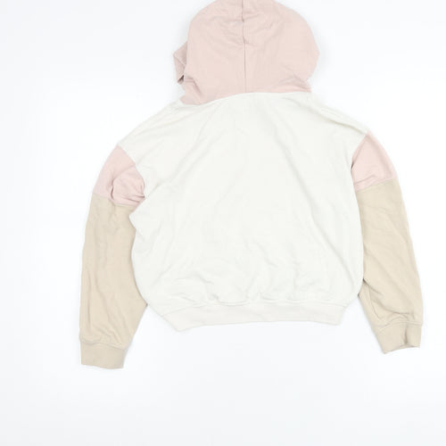 H&M Girls Harry Potter Hoodie 9-10Y Pink Beige White Pullover Hogwarts Crest