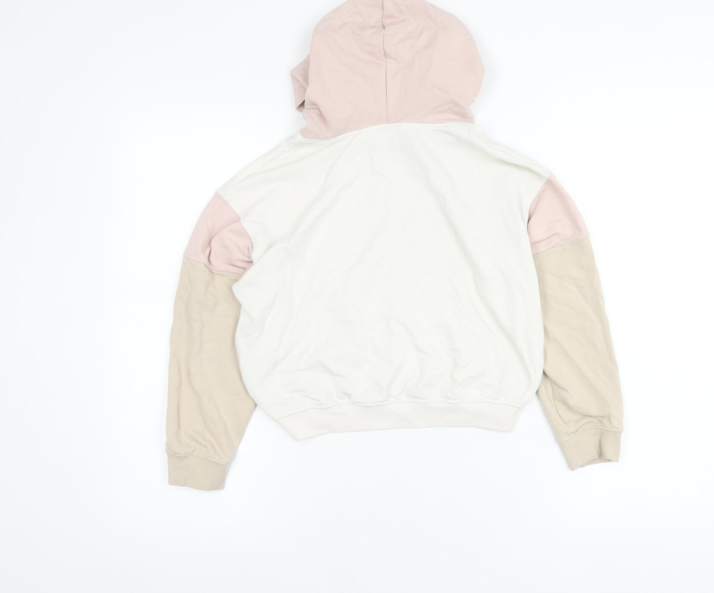 H&M Girls Harry Potter Hoodie 9-10Y Pink Beige White Pullover Hogwarts Crest