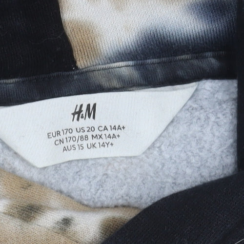 H&M Boys Multicoloured Tie-Dye Pullover Hoodie 14Y Fleece Cotton Blend