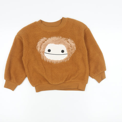 H&M Boys Brown Squishmallows Pullover Jumper 4-6Y Fleece Crew Neck