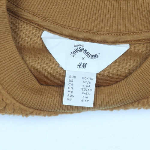 H&M Boys Brown Squishmallows Pullover Jumper 4-6Y Fleece Crew Neck