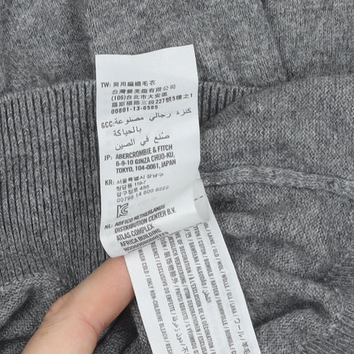 Abercrombie & Fitch Mens Grey V-Neck Jumper Size S Slim Fit