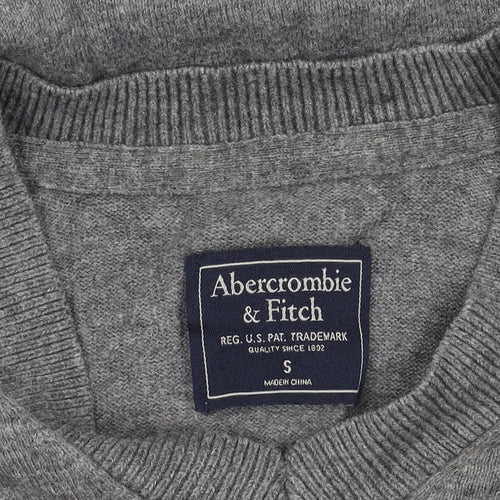 Abercrombie & Fitch Mens Grey V-Neck Jumper Size S Slim Fit