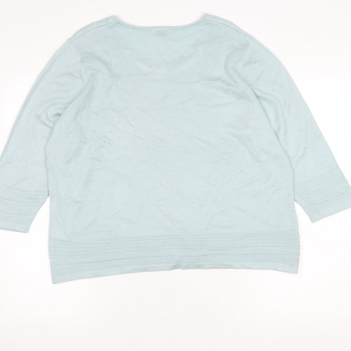 Eastex Women’s Blue Size 18 Scoop Neck 3/4 Sleeve Pullover Jumper