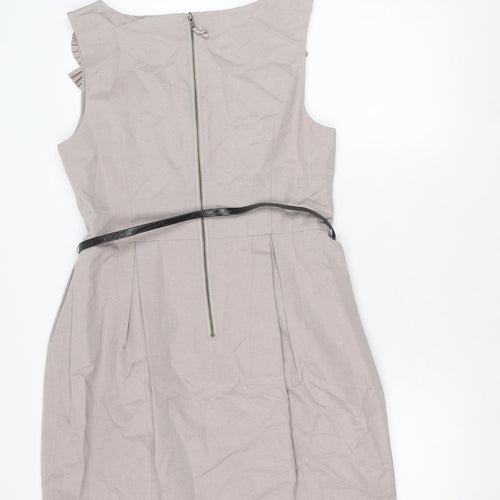 Début Women’s Beige Ruffle Sheath Knee Length Dress Size 16