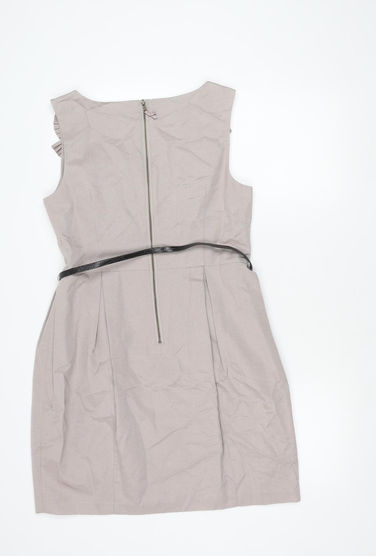 Début Women’s Beige Ruffle Sheath Knee Length Dress Size 16