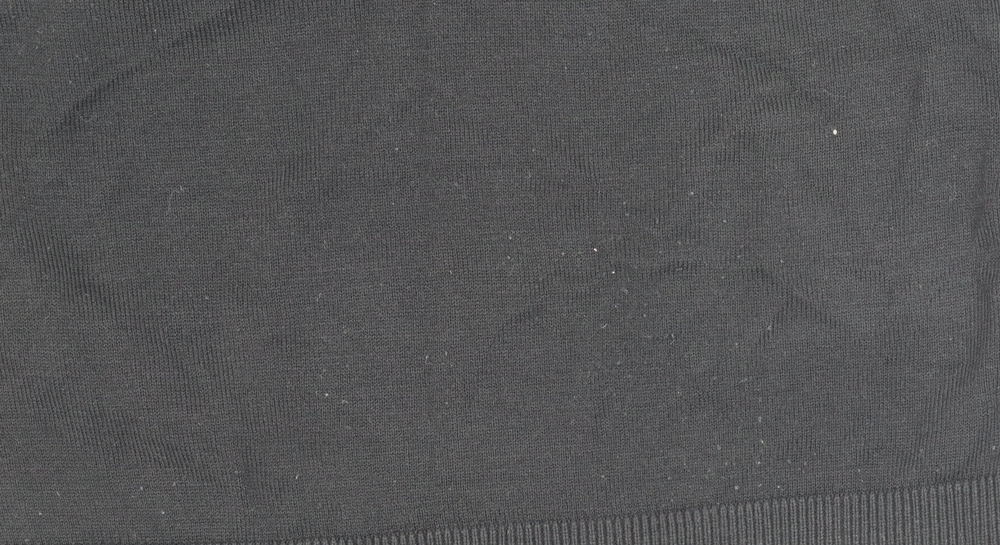 River Island Men's Black V-Neck Cotton Pullover Jumper Size S