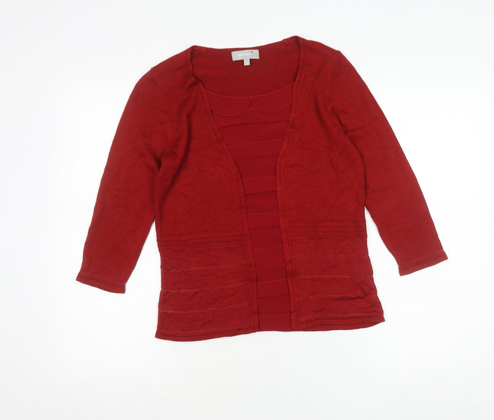 Marks and Spencer Women Red Cardigan Size 10 V-Neck Knit
