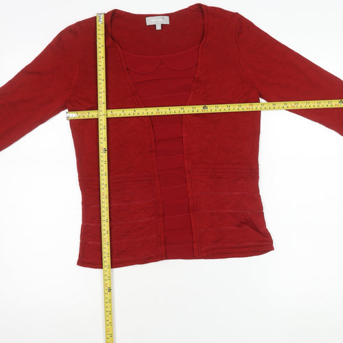 Marks and Spencer Women Red Cardigan Size 10 V-Neck Knit