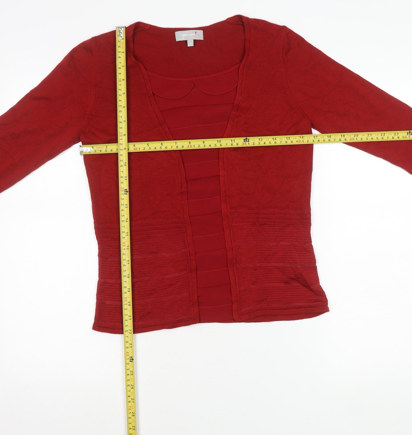 Marks and Spencer Women Red Cardigan Size 10 V-Neck Knit