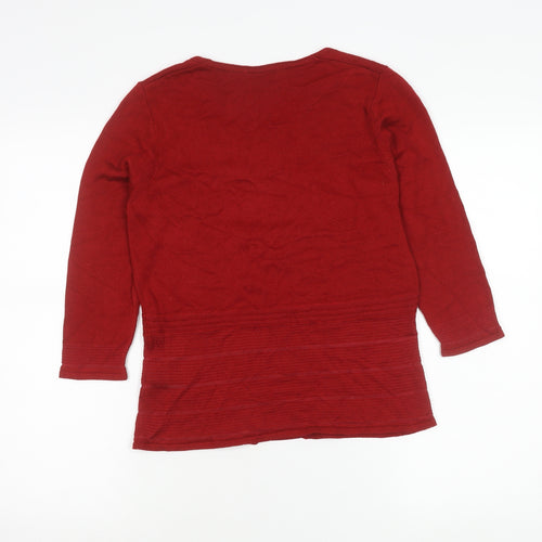 Marks and Spencer Women Red Cardigan Size 10 V-Neck Knit