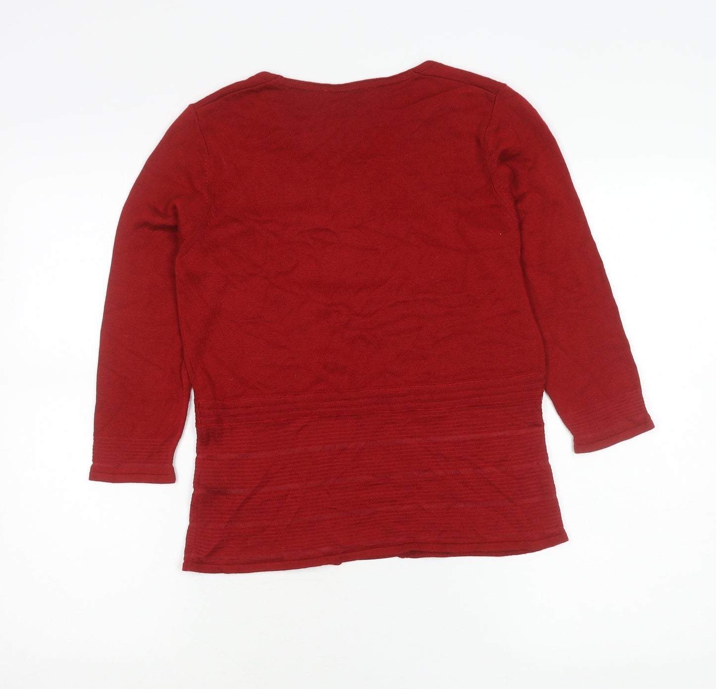 Marks and Spencer Women Red Cardigan Size 10 V-Neck Knit