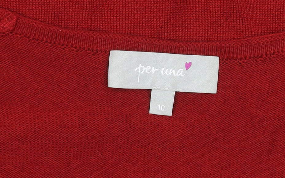 Marks and Spencer Women Red Cardigan Size 10 V-Neck Knit