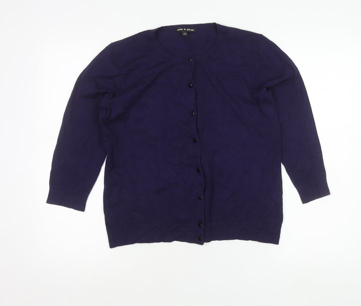 Cable & Gauge Women’s Purple Cardigan M Long Sleeve Crew Neck Knit
